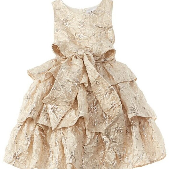 Oscar de la Renta Other - Oscar de la Renta Kids Tiered Metallic Jacquard Dress